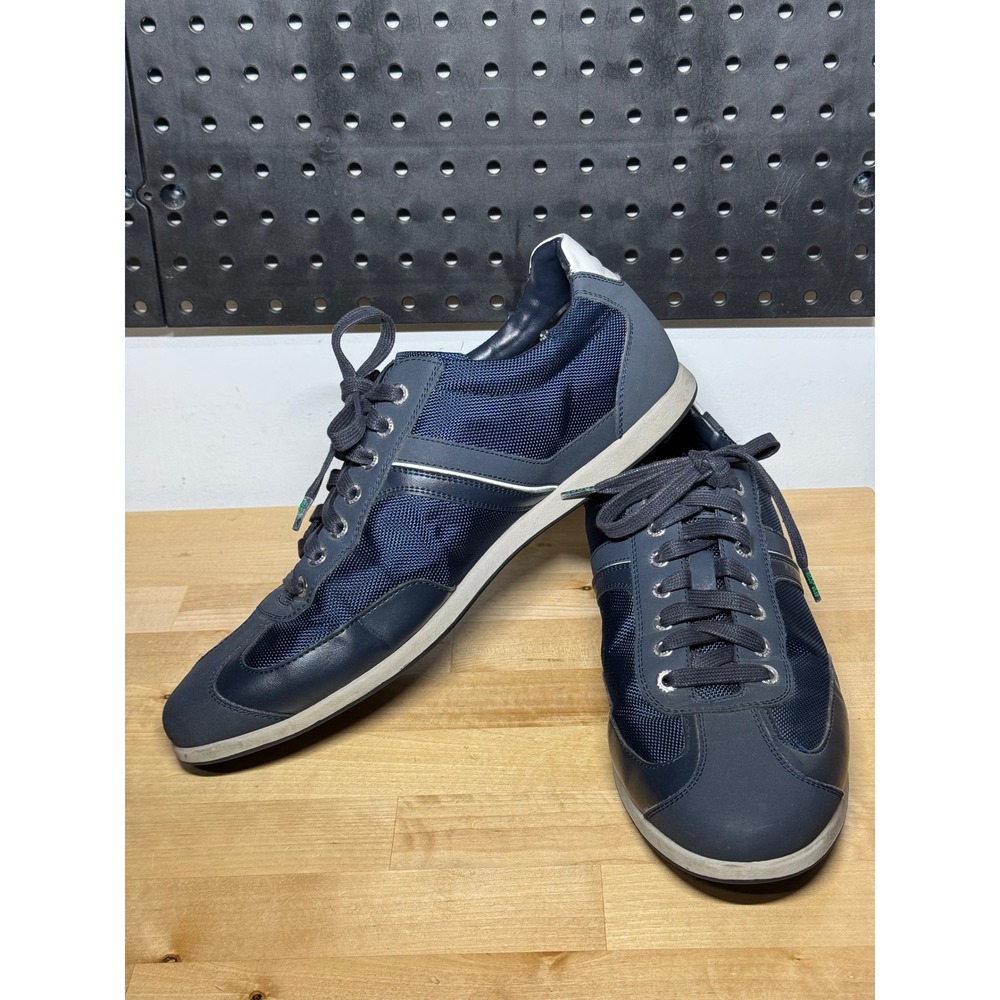 Hugo Boss Mens 5038843 Low Top Sneakers Navy Blue Leather Mesh Size 45 US‎ 12